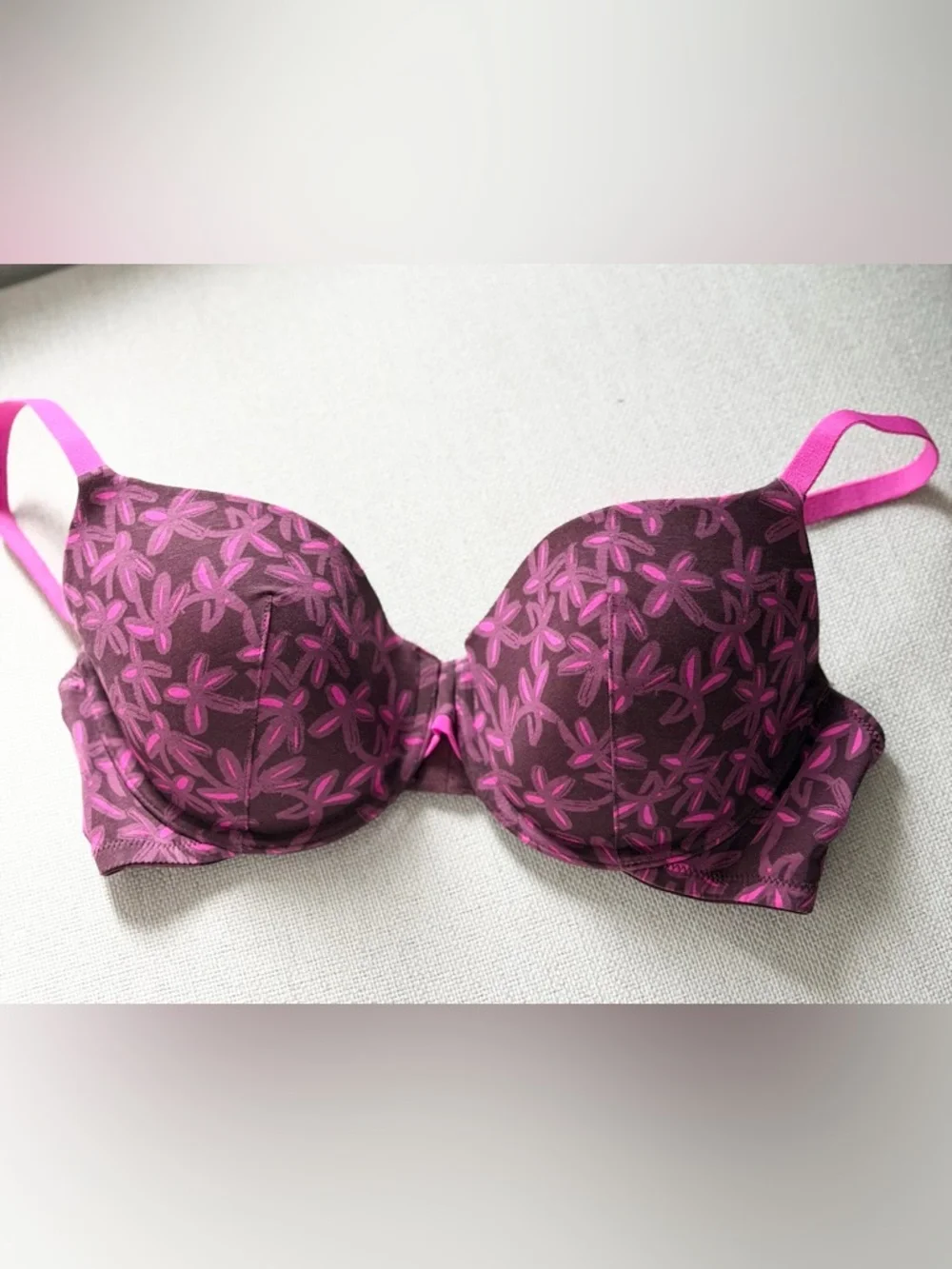 Auden The Everyday Pink Floral Underwire Bra. Women’s Sz-36C T-Shirt | Comfy EUC